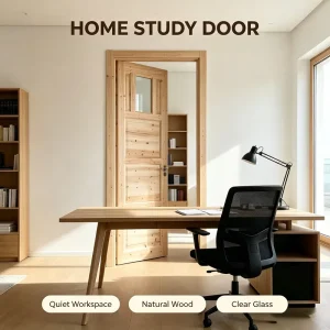 Minimalist Solid Fir Glass Interior Door, Slim Narrow Frame, for Small Urban Apartments