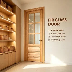 Minimalist Solid Fir Wood Louver Interior Door for Bedroom and Apartment Projects