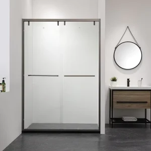 Minimalist Tempered Glass Sliding Shower Door Enclosure for Wet/Dry Separation