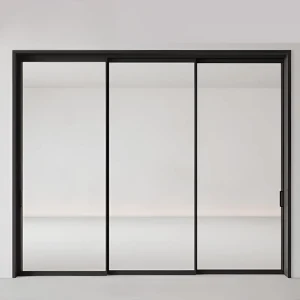 Minimalist Three-Panel Aluminum Alloy Glass Sliding Door for Kitchen or Balcony