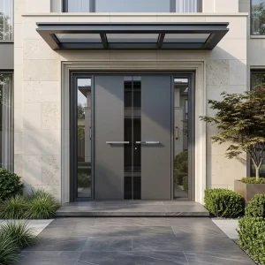 Minimalist Villa Cast Aluminum Security Entrance Double Door with Layered Craftsmanship and Baked-On Glass