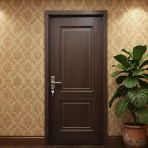 Minimalist Walnut Solid Wood Composite Interior Apartment Bedroom Doors with Side Opening and Sound Insulation
