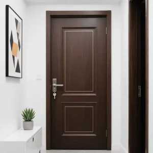 Minimalist Walnut Solid Wood Interior Bedroom Doors for Modern Homes