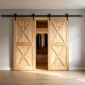 Mixed Batch Order Solid Fir Full Wood Barn Door Sanded Sliding Timber Door for Global Engineering Buyers