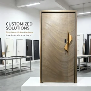 Modern 1600 mm Wide Swing Aluminum Entrance Door with Smart Lock for Villa