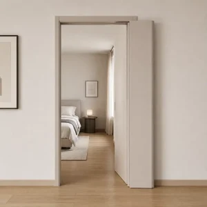 Modern 180 Degree Fold Flat Interior Bifold PET Finish Composite Door for Bedroom Living Room and Small Apartment