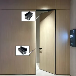Modern 18mm Wood Panel Aluminum Frame Invisible Flush Door