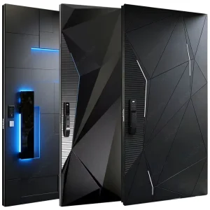 Modern 3D Metal Pivot Front Entry Security Door for Villa