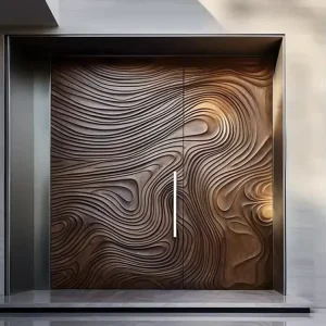 Modern 3D Solid Wood Exterior Pivot Entry Door for Residential Villas