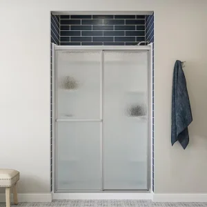 Modern 43-in 48-in Sliding Shower Door with 70-in H Tempered Glass Brushed Aluminium for Bathroom Hotel or Villa