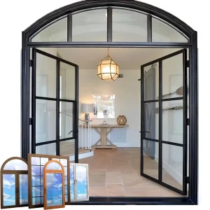 Modern Aluminium Double Swing Casement Door with Thermal and Noise Insulation Arched French Interior Door