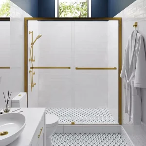 Modern Aluminium Frame 10mm Tempered Glass Sliding Shower Door for Hotel Bathroom