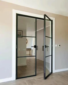Modern Aluminium Sliding French Casement Swing Doors With Finished Surface for Villas, Indoor Use, and Internal Glass Wall Dividers