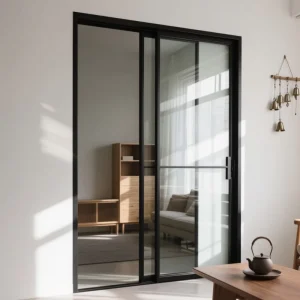 Modern Aluminum Alloy Double Glazing Glass Sliding Door System Sound Insulation Water Resistant Finished Bathroom Bedroom Villa