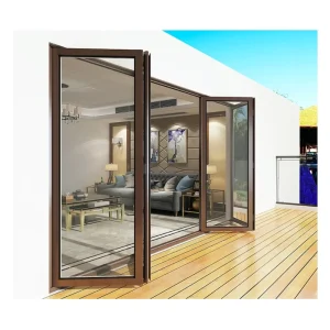 Modern Aluminum Alloy Double Glazing Soundproof Exterior and Interior Folding Glass Doors Finished Surface for Villa Waterproof