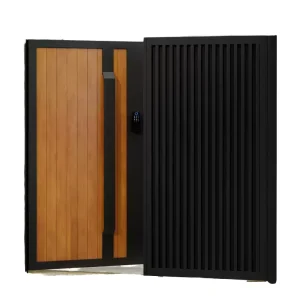 Modern Aluminum Alloy Electric Swing Courtyard Gate for Villa or Garden Entrance, Double Door, Solid Color