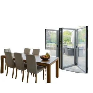 Modern Aluminum Alloy Foldable Bi Fold Entry Door External Balcony Patio Folding Design Living Room Courtyard Exterior