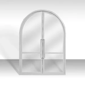 Modern Aluminum Alloy Frame Tempered Glass Interior French Double Doors with Arched Design for Kitchens and Dining Rooms