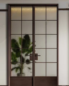 Modern Aluminum Alloy Frame Tempered Glass Windproof Finished Casement Swing Door for Villa