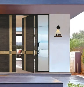 Modern Aluminum Alloy Pivot Entry Door with Fire Prevention Customized Size and Color for Residential Villa Entrance