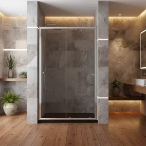 Modern Aluminum Alloy Shower Doors with Seal Strip and Coated Glass Sliding Revolving Open Style for Bathroom