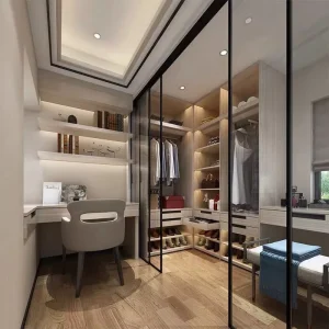 Modern Aluminum Alloy Sliding Door for Kitchen Soundproof Bedroom Living Room Narrow Side Glass Interior Hanging Door Partition