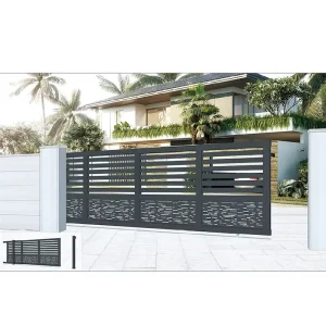 Modern Aluminum Alloy Sliding Gate Horizontal Slat Design Powder Coated Privacy Gate for Villa Garden Driveway