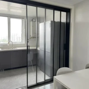 Modern Aluminum Alloy Trackway Sliding Door Multi panel Waterproof Tempered Glass Office Building Kitchen Bathroom