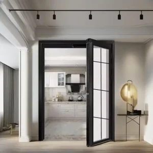 Modern Aluminum Double-Glazed PD/PT Door with Tempered Glass Sound Insulation Double-Leaf Sliding Swing Door for Kitchen and Bedroom