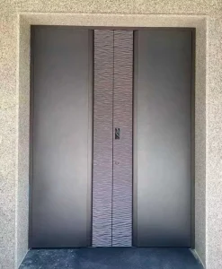Modern Aluminum Double Swing Door Farmhouse Front Entrance Gate Large Tempered Glass Fire Prevention