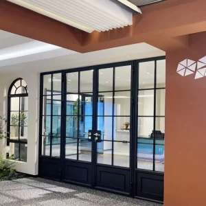 Modern Aluminum French Double Swing Glass Door with Anti-Noise Sealing for Bedroom, Study, Villa, or Apartment Entry