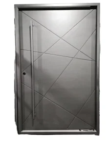 Modern Aluminum Front Entrance Door with Geometric Embossing and Security Features