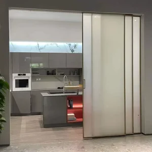 Modern Aluminum Glass Sliding Door Slim Frame Ultra Narrow Profile Kitchen Partition Doors for Home