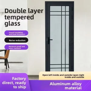 Modern Aluminum Glass Soundproof Swing Door for Apartment Hotel Bathroom