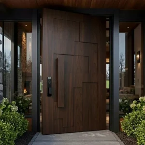 Modern Aluminum Pivot Entry Door Thermal Break Custom Size Double Glass OEM ODM Manufacturer
