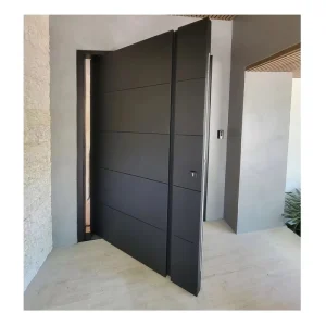 Modern Aluminum Pivot Entry Door with Solid Stainless Steel Exterior and Glass for Villa