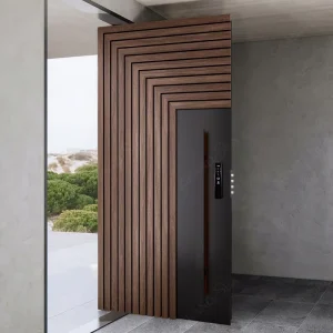 Modern Aluminum Pivot Front Entry Door with Solid Wood and Anti-Theft Security for Villa