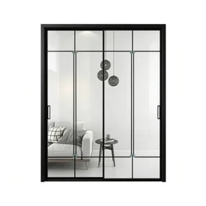 Modern Aluminum Sliding Door Double Glass Windproof for Balcony Patio and Lobby Entrance