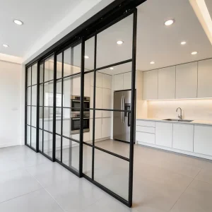 Modern Aluminum Sliding Glass Door for Kitchen, Living Room, or Bedroom, Custom Sliding Wall for House or Apartment