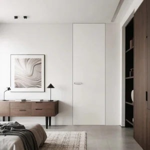 Modern Aluminum-Wood Composite Interior Door for Bedroom with Aluminum and Solid Wood Materials