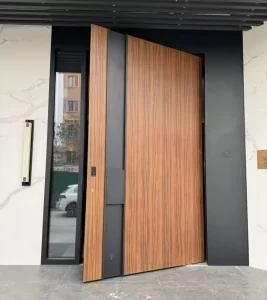 Modern Aluminum and Stainless Steel Pivot Entry Door with Waterproof Security Design