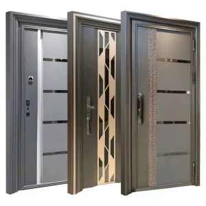 Modern Aluminum and Stainless Steel Swing Security Entrance Door for Villas and Commercial Buildings