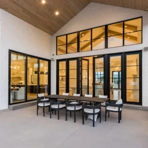 Modern American Black Aluminum Frame Double Glazed Exterior Casement Door Waterproof Swing French Door for Hotel Entry Garden Villa