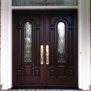 Modern American Mahogany Double Solid Wood Swing Door for Villa Main Entrance with Fire Prevention