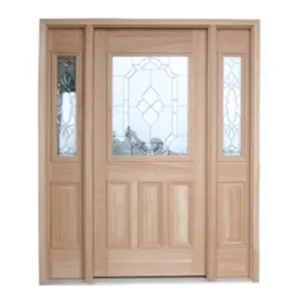 Modern American Residential Mahogany Solid Wood Entrance Door with Anti-Theft Design for Villa Hotel House