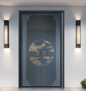 Modern Anti-Theft Cast Aluminum Exterior Door with Carving for Houses