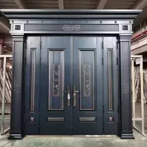 Modern Anti-theft Steel Double Front Door Windproof Entry Door for Family Villa Exterior