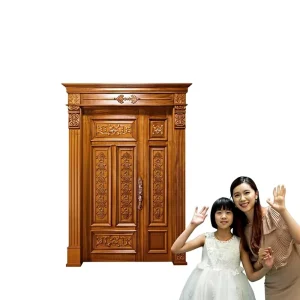 Modern Antique Carved Solid Wood Front Door, Well Sealed, Finished