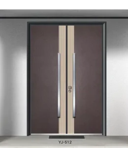 Modern Apartment Entry Security Steel Door, Powder-Coated, Well-Sealed, Push-Pull Opening