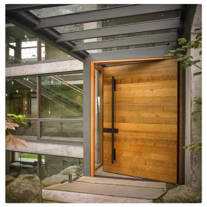 Modern Apartment Oak Plywood Entrance Door with Hardware and Painted Finish